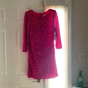 Hot pink sequined party dress